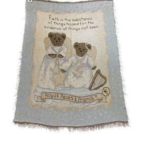 Boyds Bears & Friends Angel Bears Throw Blanket 51x68 NOS Faith Quote